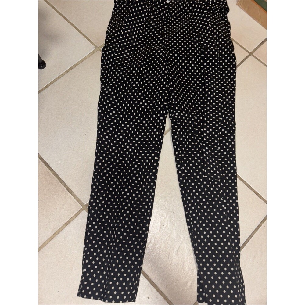 Jules & Leopold Pants Womens Size S Black White Polka Dots Pull On Stretch Preow